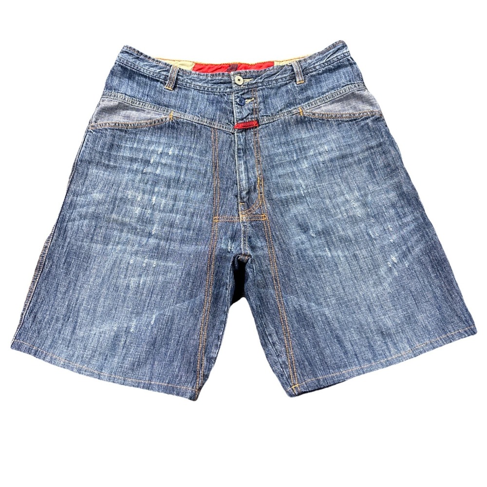 Vtg Marithe Francois Girbaud Shorts Mens 34 Denim Distressed Double Button Jorts